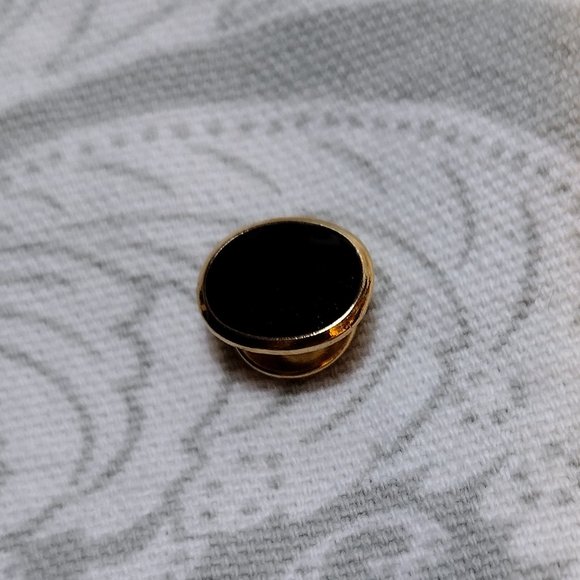 Black Enamel Gold Tone Tuxedo Set - Picture 3 of 4